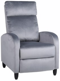 Πολυθρόνα Ανακλινόμενη ArteLibre ATRIA Γκρι Βελούδο 67.5x90x104cm