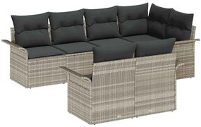vidaXL Σετ Καναπέ Κήπου με μαξιλάρι 7 pcs Ανοιχτό γκρι Πολυ ράταν