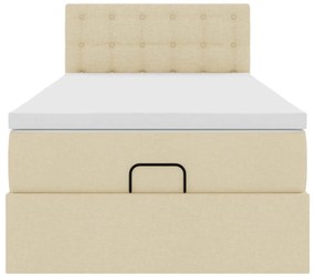 vidaXL Οθωμανικό κρεβάτι με στρώμα Cream 100x200cm ύφασμα