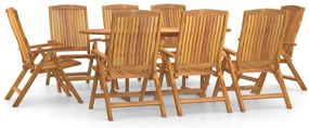 vidaXL Σετ Τραπεζαρίας Κήπου 9 Τεμαχίων από Μασίφ Ξύλο Teak