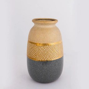 Βάζο Κεραμικό 752-20283 15.5x15.5x25.5cm Gold-Grey Estheti Home Ceramic