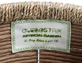 GloboStar® Artificial Garden AMORGOS 20337 Διακοσμητικό Πλεκτό Καλάθι - Κασπώ Γλάστρα - Flower Pot Μπεζ με Καφέ Φ25cm x Υ21cm