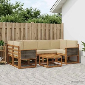 vidaXL Σειρά Καναπέ Εξωτερικού με μαξιλάρι 5 pcs Φυσικό