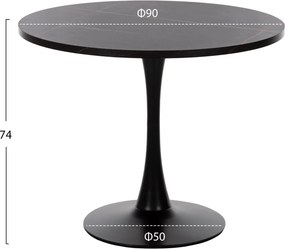 ΤΡΑΠΕΖΙ ΤΡΑΠΕΖΑΡΙΑΣ ROLLO HM9421.12 ΣΤΡΟΓΓΥΛΟ BLACK MARBLE Φ90x74Υεκ.