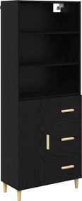 vidaXL Highboard Μαύρη Οξυά 69,5 x 32,5 x 180 εκ Επεξεργασμένο ξύλο