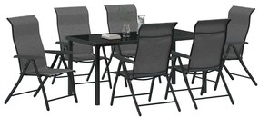 vidaXL Σέτ φαγητού για κήπο Ρυθμιζόμενο ύψος 7 pcs Γκρι Πολυ ράταν