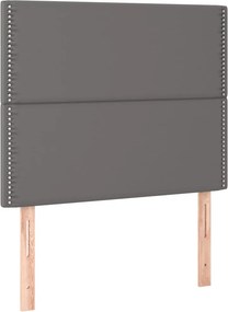 vidaXL Κρεβάτι Boxspring με Στρώμα &amp; LED Γκρι 100x200 εκ. Συνθ. Δέρμα