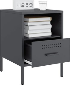 vidaXL Κομοδίνα 2 τεμ. Ανθρακί 36x39x50,5 εκ. από Χάλυβα