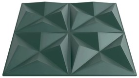 vidaXL Πάνελ Τοίχου 12 τεμ. Πράσινη Origami 50 x 50 εκ. 3 μ² XPS