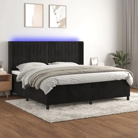 ΚΡΕΒΑΤΙ BOXSPRING ΜΕ ΣΤΡΩΜΑ &amp; LED ΜΑΥΡΟ 200X200 ΕΚ. ΒΕΛΟΥΔΙΝΟ 3139705