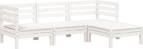 vidaXL Garden Lounge Set 3-θέσια Λευκό πεύκο Solid pine wood