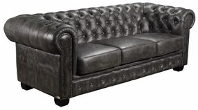 CHESTERFIELD Birmingham Καναπές 3Θέσιος Σαλονιού Καθιστικού, Δέρμα Antique Grey