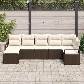 vidaXL Σετ Καναπέ Κήπου 7 pcs Καφέ Πολυ ράταν