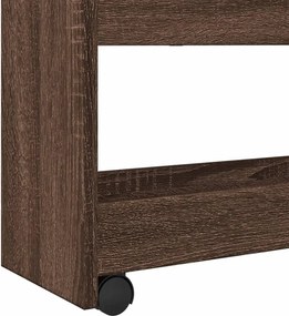 vidaXL Τρόλεϊ Αποθήκευσης Στενό 4 Επιπέδων Καφέ Δρυς Επεξ. Ξύλο