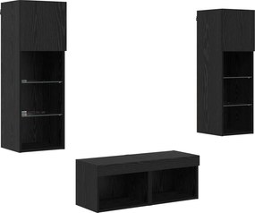 vidaXL Βάσεις τηλεόρασης Επιτοίχιο 4 pcs Μαύρη Οξυά Επεξεργασμένο ξύλο