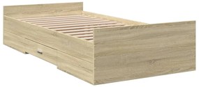 vidaXL Πλαίσιο Κρεβατιού με Συρτάρια Sonoma Δρυς 75x190 εκ. Επεξ. Ξύλο