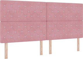 vidaXL Κρεβάτι με ελατήρια με στρώμα Ροζ 200 x 200 cm Βελούδο