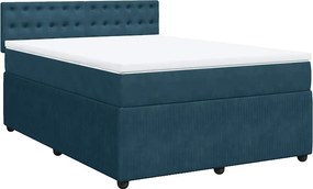 vidaXL Κρεβάτι Boxspring με Στρώμα Μπλε 140x200 εκ. Βελούδινο