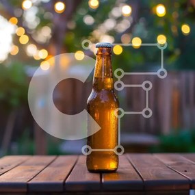 Σετ των 2 Intra Συλλεκτικό Ξύλινο Παζλ Plywood 4mm - Μπουκάλι μπύρας σε ξύλινο τραπέζι Σε Ξύλινο Κουτί - Διαστάσεις: 10x10 cm – 25 κομμάτια