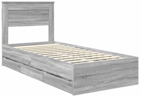 vidaXL Σκελετός Κρεβατιού Γκρίζο Σονομα 90 x 200 cm Μηχανήματος Ξύλο