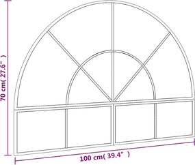 vidaXL Καθρέφτης Τοίχου Αψίδα Μαύρος 100x70 εκ. από Σίδερο