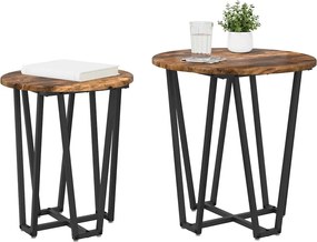 vidaXL Σετ βοηθητικά τραπεζάκια 2 pcs Φουσκωτό δρυς και Μαύρο