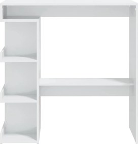 vidaXL Τραπέζι Μπαρ με Ράφια Γυαλ. Λευκό 102x50x103,5 εκ. Επεξ. Ξύλο