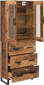 vidaXL Highboard με συρτάρι 2 pcs Παλιό Ξύλο Επεξεργασμένο ξύλο
