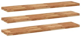 Ράφια Κρεμαστά 3 Τεμ. 140x30x4εκ. Φινίρισμα Λαδιού Μασίφ Ακακία - Καφέ