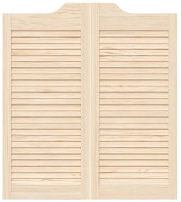 Swing Doors Louvred Design 1-Pair 90x80 cm από μασίφ ξύλο πεύκο - Καφέ