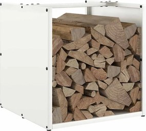 vidaXL Ράφι Καυσόξυλων Λευκό 40x40x40 εκ. Χάλυβας ψυχρής έλασης