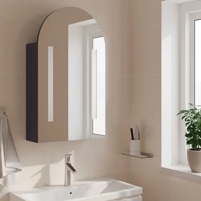 Καθρέφτης Μπάνιου με Ντουλάπι &amp; LED Αψίδα Γκρι 42x13x70 εκ. - Γκρι