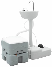 vidaXL Σετ κάμπινγκ 2 pcs Γκρι 50.5 x 33 x 103 εκ Πλαστικό
