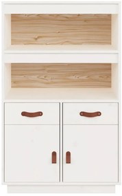 vidaXL Ντουλάπι Ψηλό Λευκό 67 x 40 x 108,5 εκ. από Μασίφ Ξύλο Πεύκου