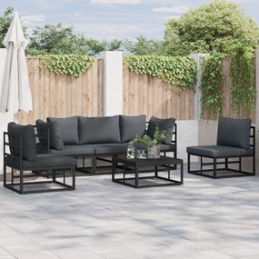 vidaXL Σετ Καναπέ Κήπου με μαξιλάρι 5 pcs Μαύρο Αλουμίνιο