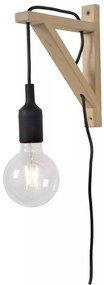 Φωτιστικό Επίτοιχο Lucide 08208-01-30 FIX Μαύρο Ματ (Black Mat)|Ξύλο Φυσικό χρώμα (Wood Natural Finish)