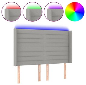 Κεφαλάρι Κρεβατιού LED Ανοιχτό Γκρι 147x16x118/128 εκ. - Γκρι