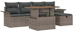 vidaXL Σετ Καναπέ Κήπου με μαξιλάρι 6 pcs Γκρι συνθετικό ρατάν