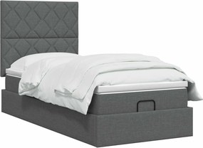 vidaXL Κρεβάτι Ottoman με στρώμα Σκούρο Γκρι 100 x 200 cm Ύφασμα