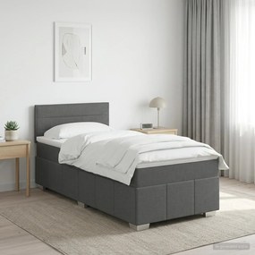 vidaXL Κρεβάτι box spring με στρώμα Σκούρο Γκρι 80 x 200 cm Ύφασμα