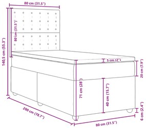 ΚΡΕΒΑΤΙ BOXSPRING ΜΕ ΣΤΡΩΜΑ TAUPE 80X200 ΕΚ. ΥΦΑΣΜΑΤΙΝΟ 3291125