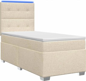 vidaXL Κρεβάτι box spring με στρώμα Κρεμ 90 x 200 cm Ύφασμα