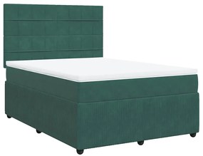 vidaXL Κρεβάτι Boxspring με Στρώμα Σκούρο Πράσινο 140x190εκ. Βελούδινο