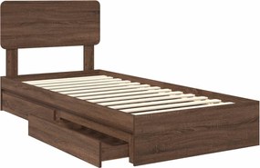 vidaXL Κρεβάτι Αποθήκης Καφέ δρυς 75 x 190 cm Επεξεργασμένο ξύλο