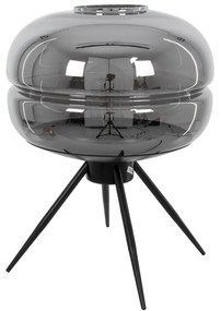 00738 GloboStar®  JAVAN 00738 Μοντέρνο Επιτραπέζιο Φωτιστικό Πορτατίφ Μονόφωτο 1 x E27 IP20 Ασημί Γυαλί με Μαύρο Μέταλλο - Μ30 x Π30 x Υ19cm