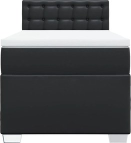 vidaXL Κρεβάτι Boxspring με Στρώμα Μαύρο 90x200εκ. από Συνθετικό Δέρμα