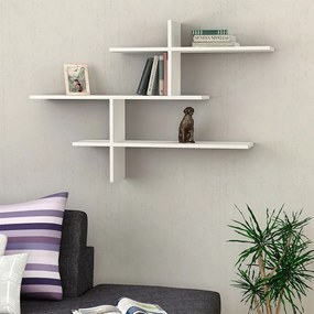 Ραφιέρα τοίχου Leo Megapap χρώμα λευκό 123x22x80εκ.
