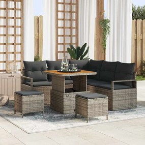 vidaXL Σετ Καναπέ Κήπου με μαξιλάρι 8 pcs Γκρι Πολυ ράταν