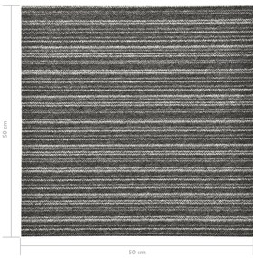 Μοκέτα Πλακάκι 20 τεμ. Ανθρακί Ριγέ 5 μ² 50x50 εκ. 147308