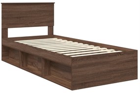 vidaXL Σκελετός Κρεβατιού Καφέ δρυς 90 x 190 cm Επεξεργασμένο ξύλο